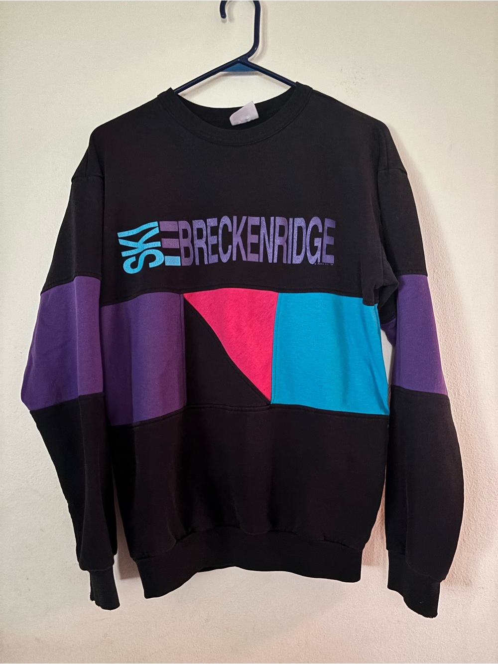 Vintage Retro Ski Breckenridge Colorblock Ski Crewneck Sweatshirt